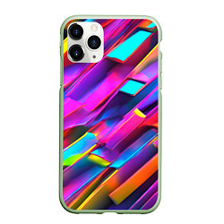 Чехол iPhone 11 Pro матовый Неоновые разноцветные пластины, цвет: 3D-салатовый