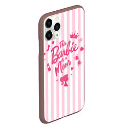Чехол iPhone 11 Pro матовый Эта барби - мама: розово-белая полоска, цвет: 3D-коричневый — фото 2