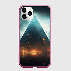 Чехол iPhone 11 Pro матовый Кибергород, цвет: 3D-малиновый