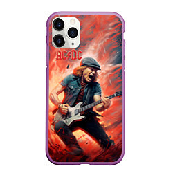 Чехол iPhone 11 Pro матовый ACDC rock music, цвет: 3D-фиолетовый