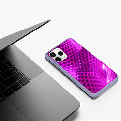 Чехол iPhone 11 Pro матовый Розовые объемные соты, цвет: 3D-светло-сиреневый — фото 2