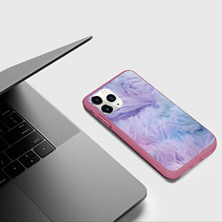 Чехол iPhone 11 Pro матовый Розово-голубая шерсть, цвет: 3D-малиновый — фото 2