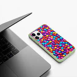 Чехол iPhone 11 Pro матовый Паттерн разноцветные шарики - нейросеть, цвет: 3D-салатовый — фото 2