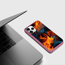 Чехол iPhone 11 Pro матовый Пламя огня, цвет: 3D-малиновый — фото 2
