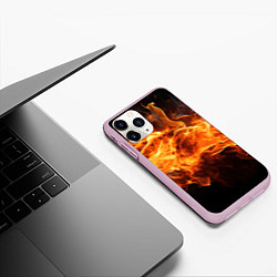 Чехол iPhone 11 Pro матовый Black fire style, цвет: 3D-розовый — фото 2