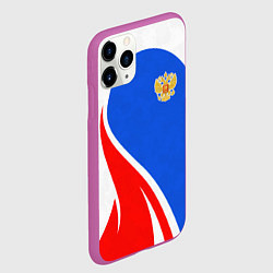 Чехол iPhone 11 Pro матовый Герб РФ - white sport, цвет: 3D-фиолетовый — фото 2