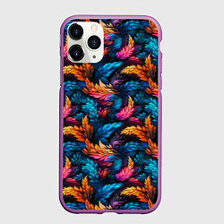 Чехол iPhone 11 Pro матовый Фантастические листья растений узор, цвет: 3D-фиолетовый