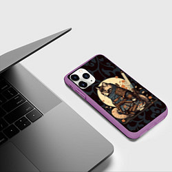 Чехол iPhone 11 Pro матовый Кот якудза - японский воин, цвет: 3D-фиолетовый — фото 2