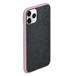 Чехол iPhone 11 Pro матовый Кожаная чёрная текстура, цвет: 3D-розовый — фото 2