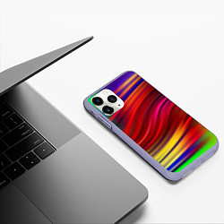 Чехол iPhone 11 Pro матовый Разноцветный абстрактный узор волны, цвет: 3D-светло-сиреневый — фото 2