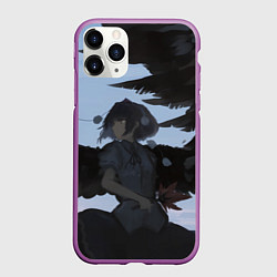 Чехол iPhone 11 Pro матовый Touhou Project Aya Шамеймару, цвет: 3D-фиолетовый