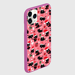 Чехол iPhone 11 Pro матовый Новогодние чёрные котики с подарками, цвет: 3D-фиолетовый — фото 2