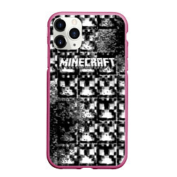 Чехол iPhone 11 Pro матовый Minecraft online game, цвет: 3D-малиновый