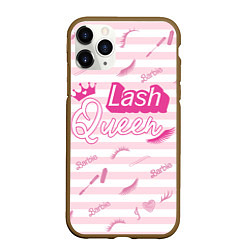 Чехол iPhone 11 Pro матовый Lash queen - pink Barbie pattern, цвет: 3D-коричневый