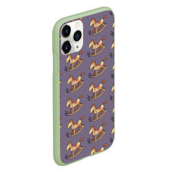 Чехол iPhone 11 Pro матовый Деревянные лошадки качалки, цвет: 3D-салатовый — фото 2