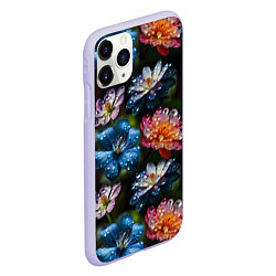 Чехол iPhone 11 Pro матовый Капли на цветах, цвет: 3D-светло-сиреневый — фото 2