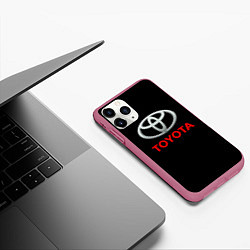 Чехол iPhone 11 Pro матовый Toyota sport car, цвет: 3D-малиновый — фото 2