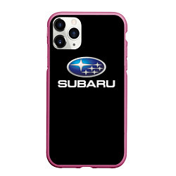 Чехол iPhone 11 Pro матовый Subaru sport auto car, цвет: 3D-малиновый