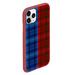 Чехол iPhone 11 Pro матовый Красно-синяя клетка паттерн, цвет: 3D-красный — фото 2