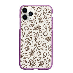 Чехол iPhone 11 Pro матовый Осень - бежевый 2, цвет: 3D-фиолетовый