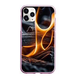 Чехол iPhone 11 Pro матовый Дрова в костре - нейросеть, цвет: 3D-розовый