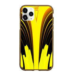 Чехол iPhone 11 Pro матовый Черно-желтые мотивы, цвет: 3D-коричневый