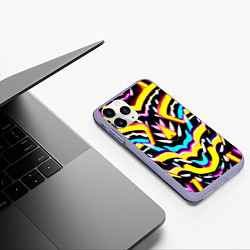 Чехол iPhone 11 Pro матовый Abstract mirrow pattern - neural network, цвет: 3D-светло-сиреневый — фото 2