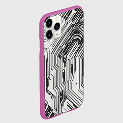 Чехол iPhone 11 Pro матовый Белые полосы на чёрном фоне, цвет: 3D-фиолетовый — фото 2