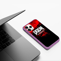 Чехол iPhone 11 Pro матовый Doom blood game, цвет: 3D-фиолетовый — фото 2