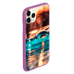 Чехол iPhone 11 Pro матовый Поверхность воды на закате макро, цвет: 3D-фиолетовый — фото 2