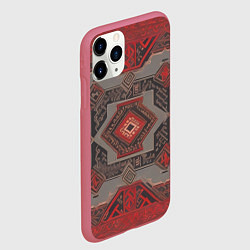 Чехол iPhone 11 Pro матовый Ковер в красных тонах, цвет: 3D-малиновый — фото 2