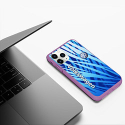 Чехол iPhone 11 Pro матовый Volkswagen - синий камуфляж, цвет: 3D-фиолетовый — фото 2