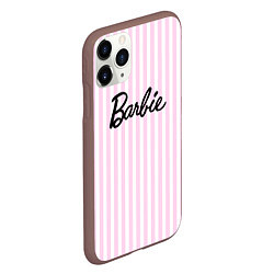 Чехол iPhone 11 Pro матовый Barbie - классическая розово-белая полоска, цвет: 3D-коричневый — фото 2