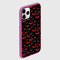 Чехол iPhone 11 Pro матовый Летучие мыши на Хеллоуин, цвет: 3D-фиолетовый — фото 2