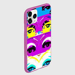 Чехол iPhone 11 Pro матовый Eyes - pop art - neural network, цвет: 3D-фиолетовый — фото 2