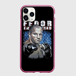 Чехол iPhone 11 Pro матовый Фёдор Емельяненко - последний император, цвет: 3D-малиновый