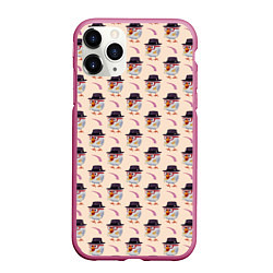 Чехол iPhone 11 Pro матовый Петушок и веточка ягод, цвет: 3D-малиновый