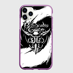 Чехол iPhone 11 Pro матовый Baldurs gate 3 - белые завихрения, цвет: 3D-фиолетовый