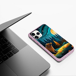 Чехол iPhone 11 Pro матовый Хозяин тайги: медведь в лесу, цвет: 3D-розовый — фото 2