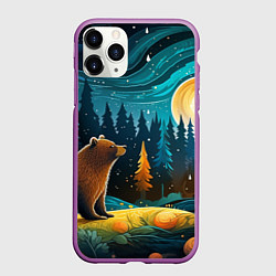 Чехол iPhone 11 Pro матовый Хозяин тайги: медведь в лесу, цвет: 3D-фиолетовый