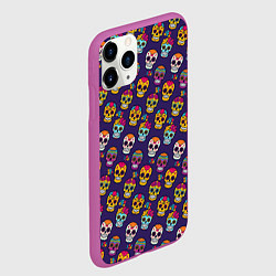 Чехол iPhone 11 Pro матовый Мексиканские черепа Калака, цвет: 3D-фиолетовый — фото 2