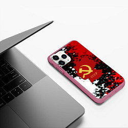 Чехол iPhone 11 Pro матовый Назад в СССР, цвет: 3D-малиновый — фото 2