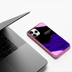 Чехол iPhone 11 Pro матовый Audi stripes, цвет: 3D-малиновый — фото 2