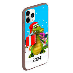 Чехол iPhone 11 Pro матовый Дракон с подарками, цвет: 3D-коричневый — фото 2