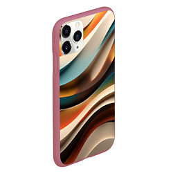 Чехол iPhone 11 Pro матовый Волнистая объёмная текстура - нейросеть, цвет: 3D-малиновый — фото 2