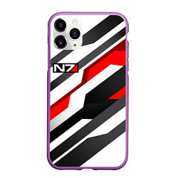 Чехол iPhone 11 Pro матовый Mass effect - white uniform n7, цвет: 3D-фиолетовый