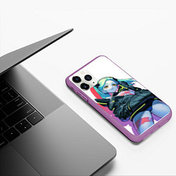 Чехол iPhone 11 Pro матовый Ребекка cyberpunk, цвет: 3D-фиолетовый — фото 2