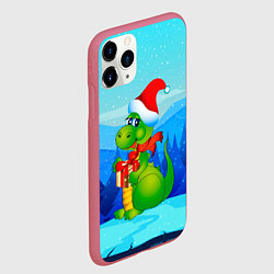 Чехол iPhone 11 Pro матовый Дракон с подарком новый год, цвет: 3D-малиновый — фото 2