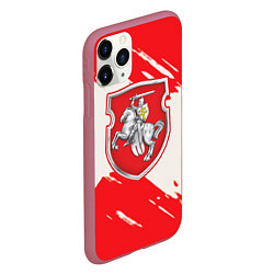 Чехол iPhone 11 Pro матовый Belarus герб краски, цвет: 3D-малиновый — фото 2