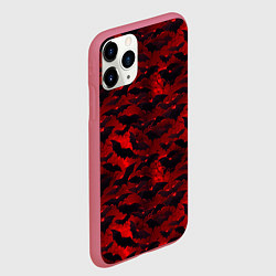 Чехол iPhone 11 Pro матовый Летучие мыши в красную ночь, цвет: 3D-малиновый — фото 2